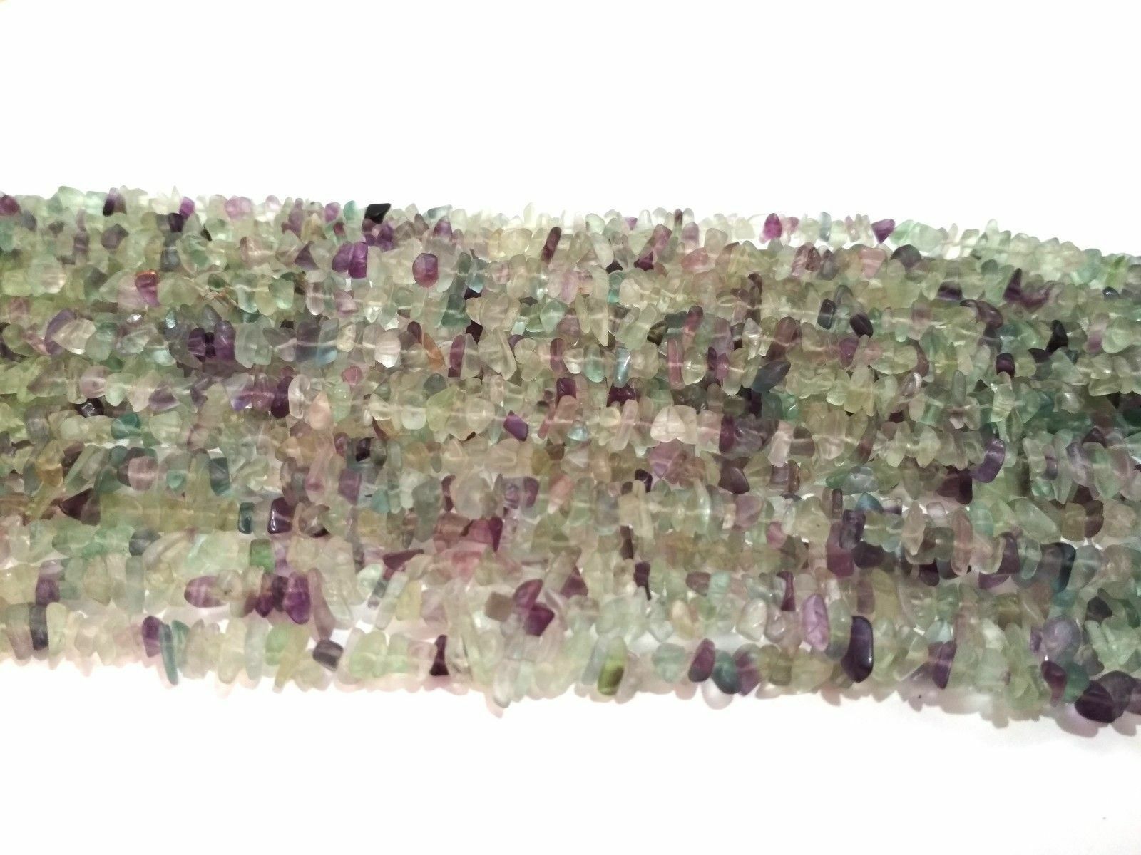 1-5 Strand Natural Multi Fluorite Smooth Chips Nuggets 4-6mm Loose Beads 34″inch