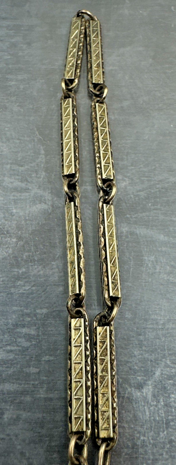 Vtg Henry F. Barrows Art Deco Gold Filled 11″ Bar Link Pocket Watch Chain 8.18g