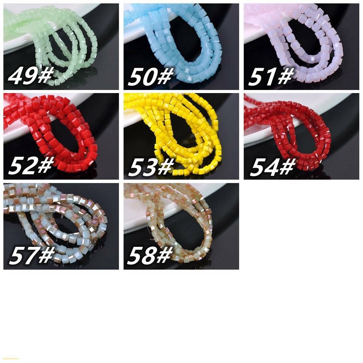 100pcs 3mm Cube Square Faceted Crystal Glass Loose Spacer Crafts Beads lot
