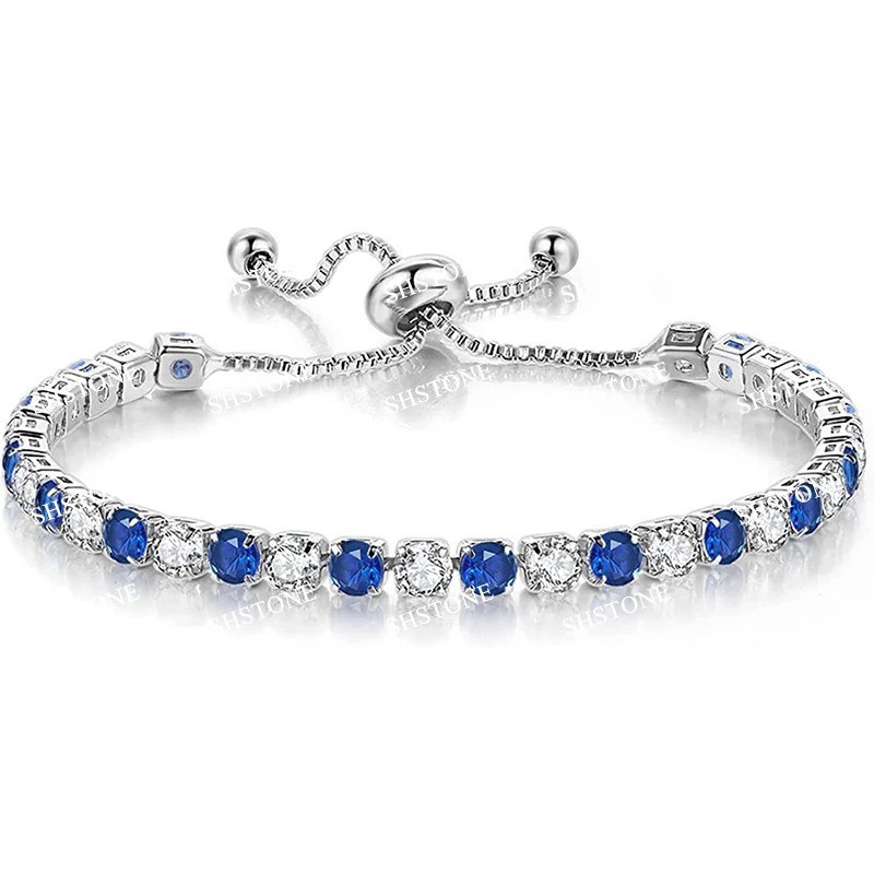 925 Sterling Silver Luxury Color Crystal Bracelet 18cm Women’s Chain Jewelry