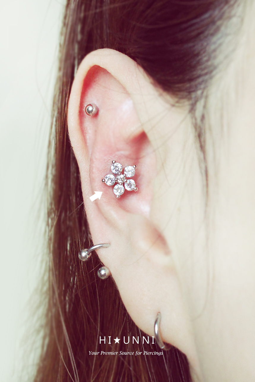 16g flower cartilage earring, tragus helix conch earrings, labret (optional),1pc
