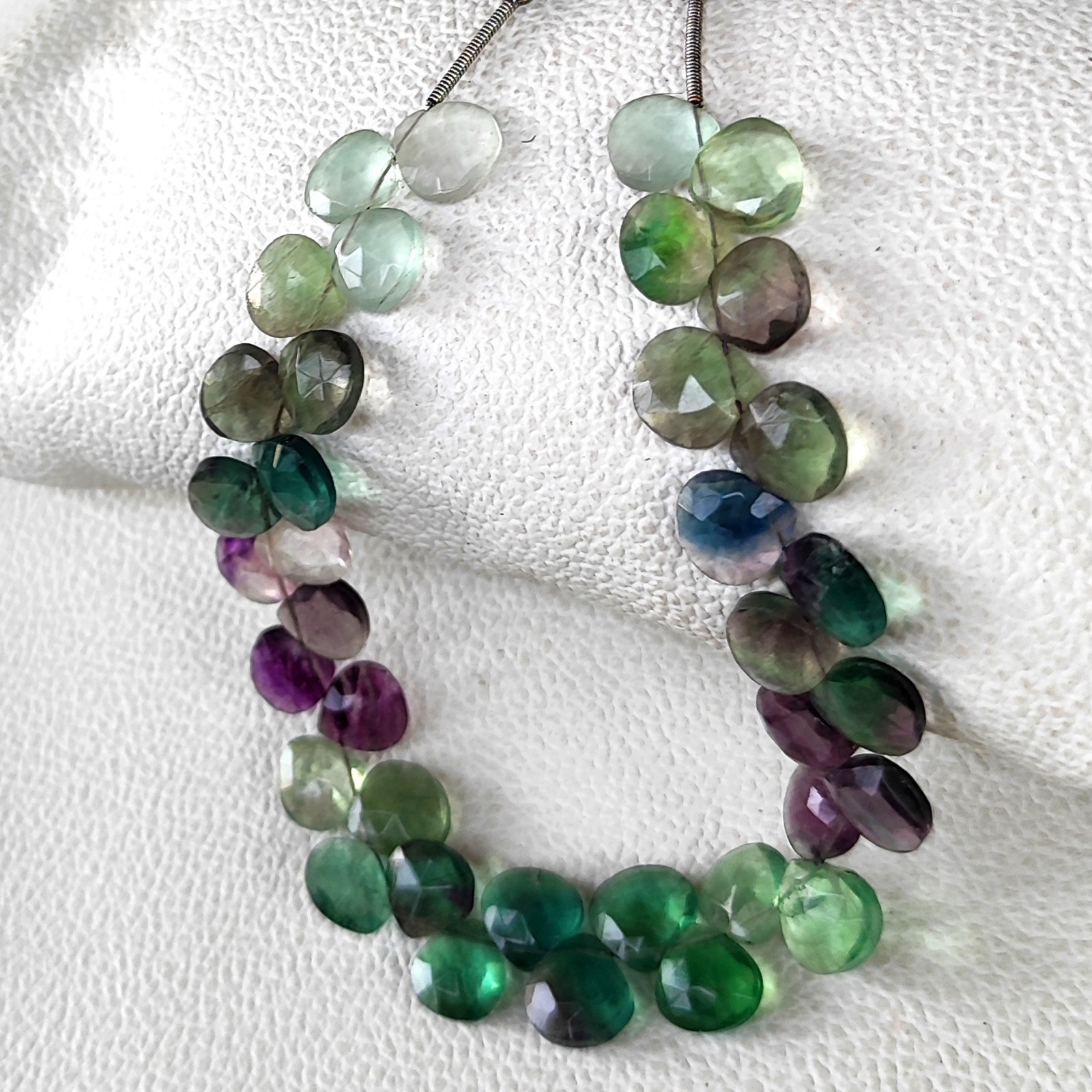 Natural Fluorite 9mm Faceted Heart Beads 8″ Strand Brazil Gemstone Jewelry