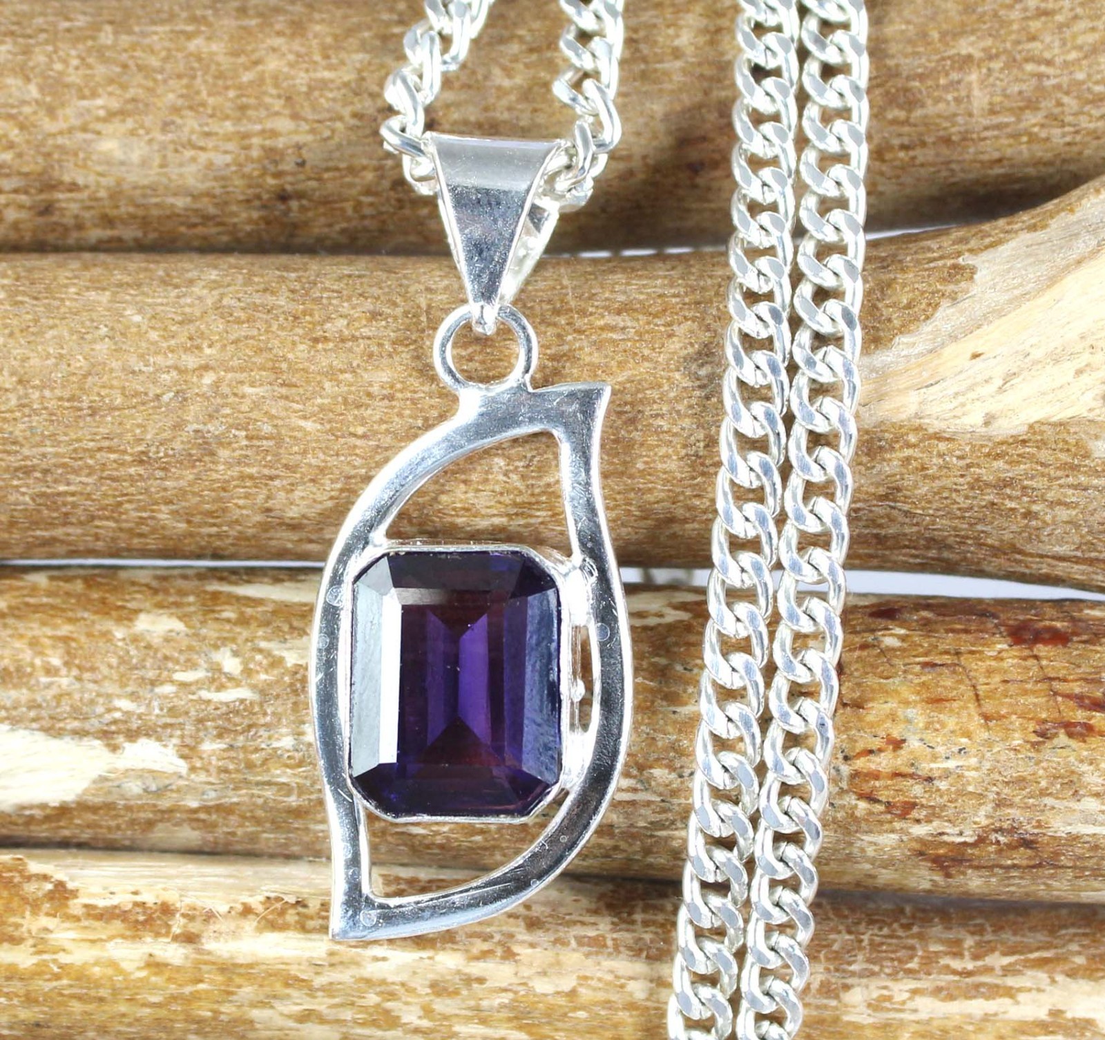 11.67 Ct Natural Boysenberry Sapphire Emerald Cut Gemstone Men’s Wedding Pendant