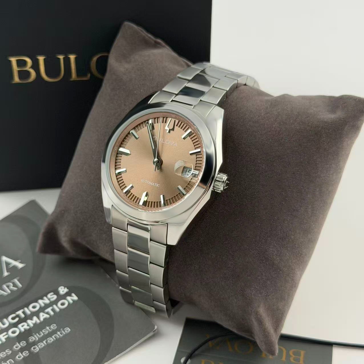 Bulova Surveyor Brown Dial Stainless Steel Men’s Automatic Watch 96B470 39 mm