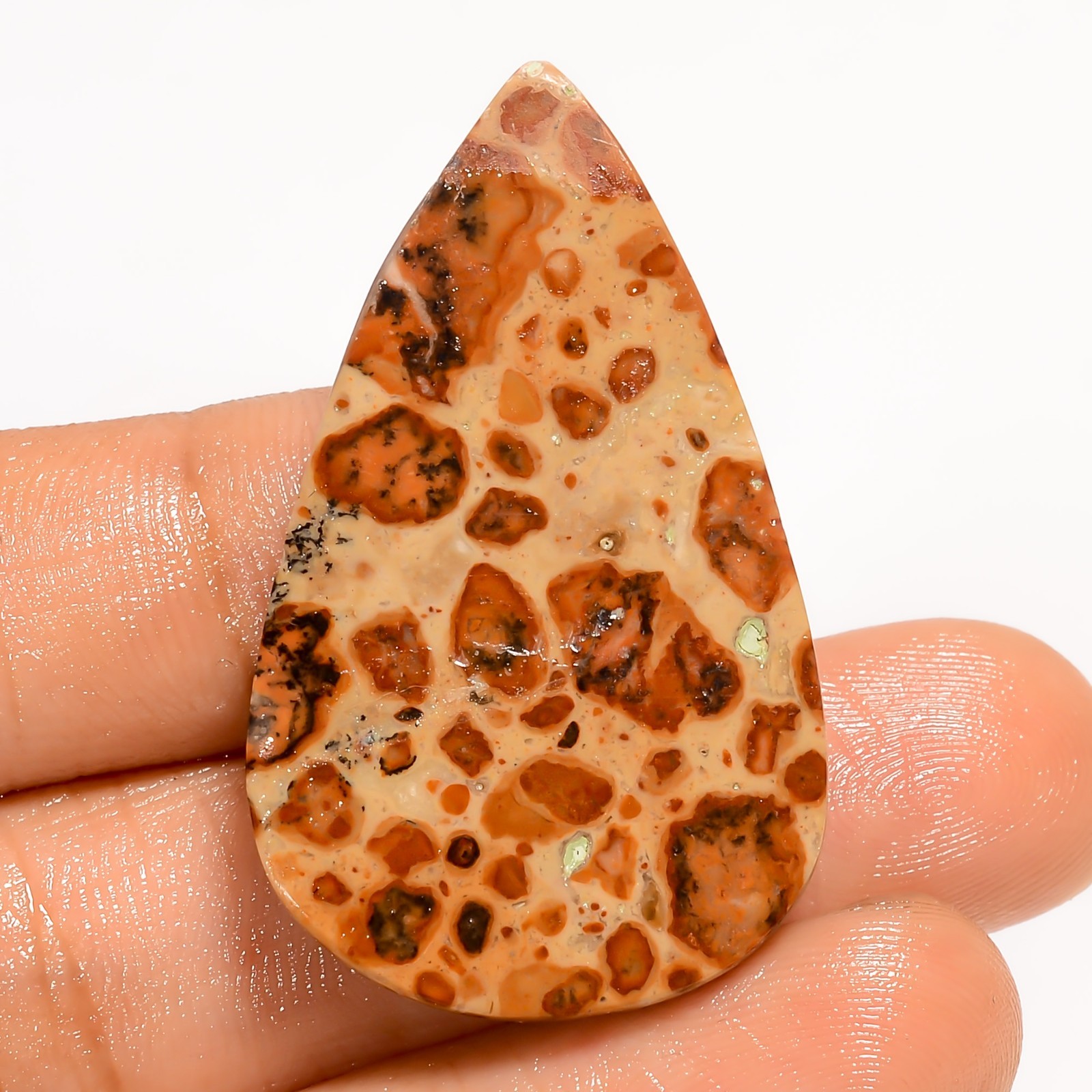 38.5 Ct Natural Asteroid Jasper Pear Shape Cabochon Loose Gemstone 40X24X5 mm