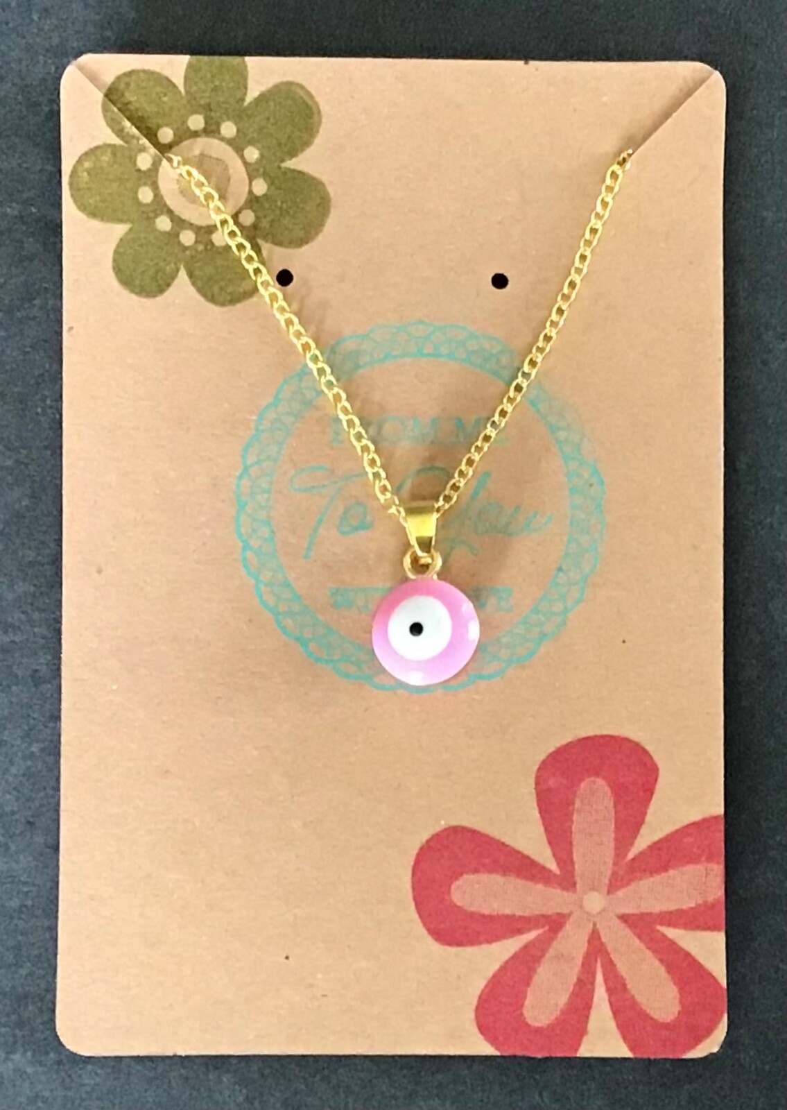 Evil Eye Necklace Gold Plated 18 inch Cable Chain Multiple Colors Perfect Gift