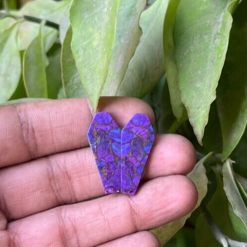 13.90CTS Natural Purple copper turquoise cabochon loose gemstone 29X12X4