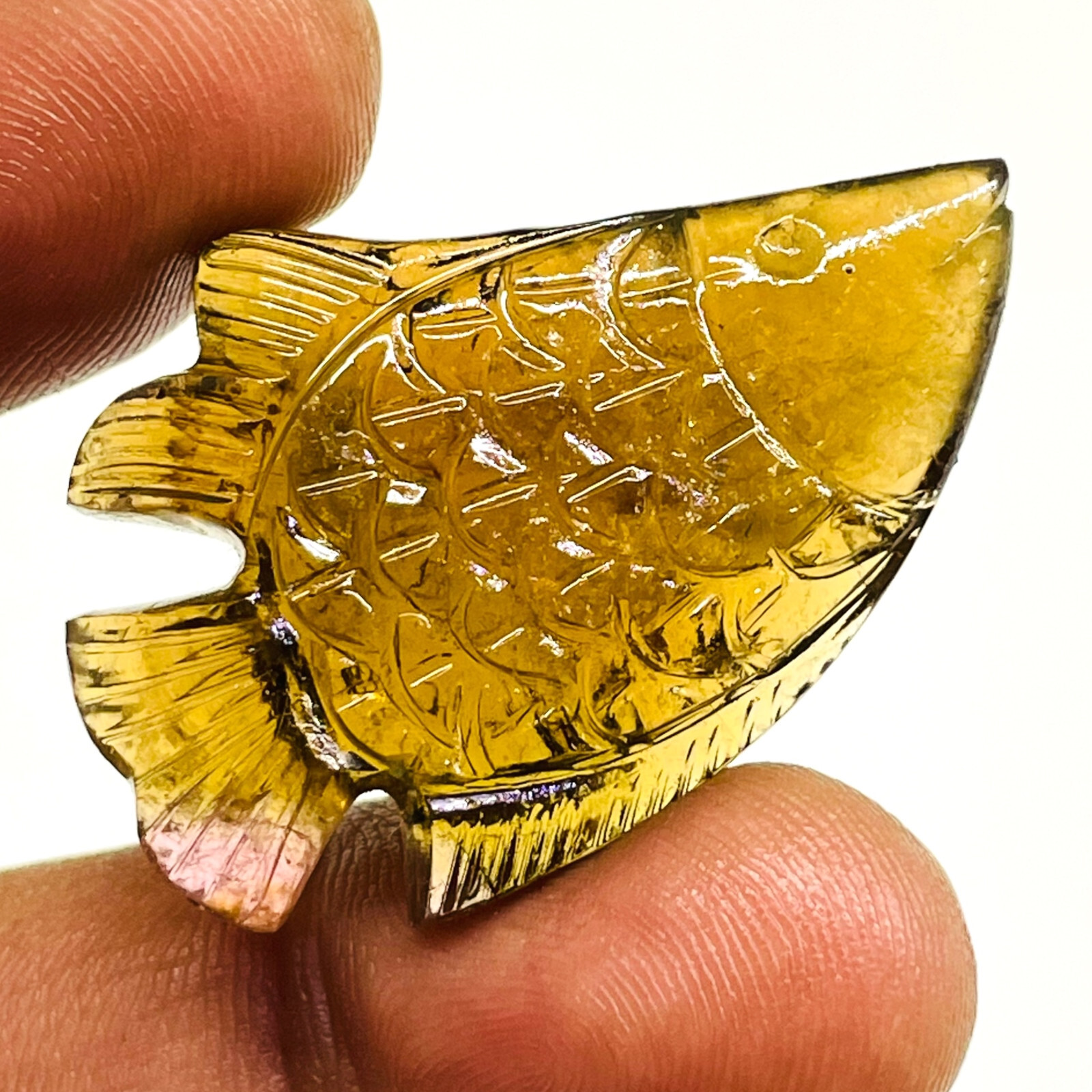 50.75 Cts Natural Tourmaline Carved Fish Untreated Magnificent Loose Gemstone