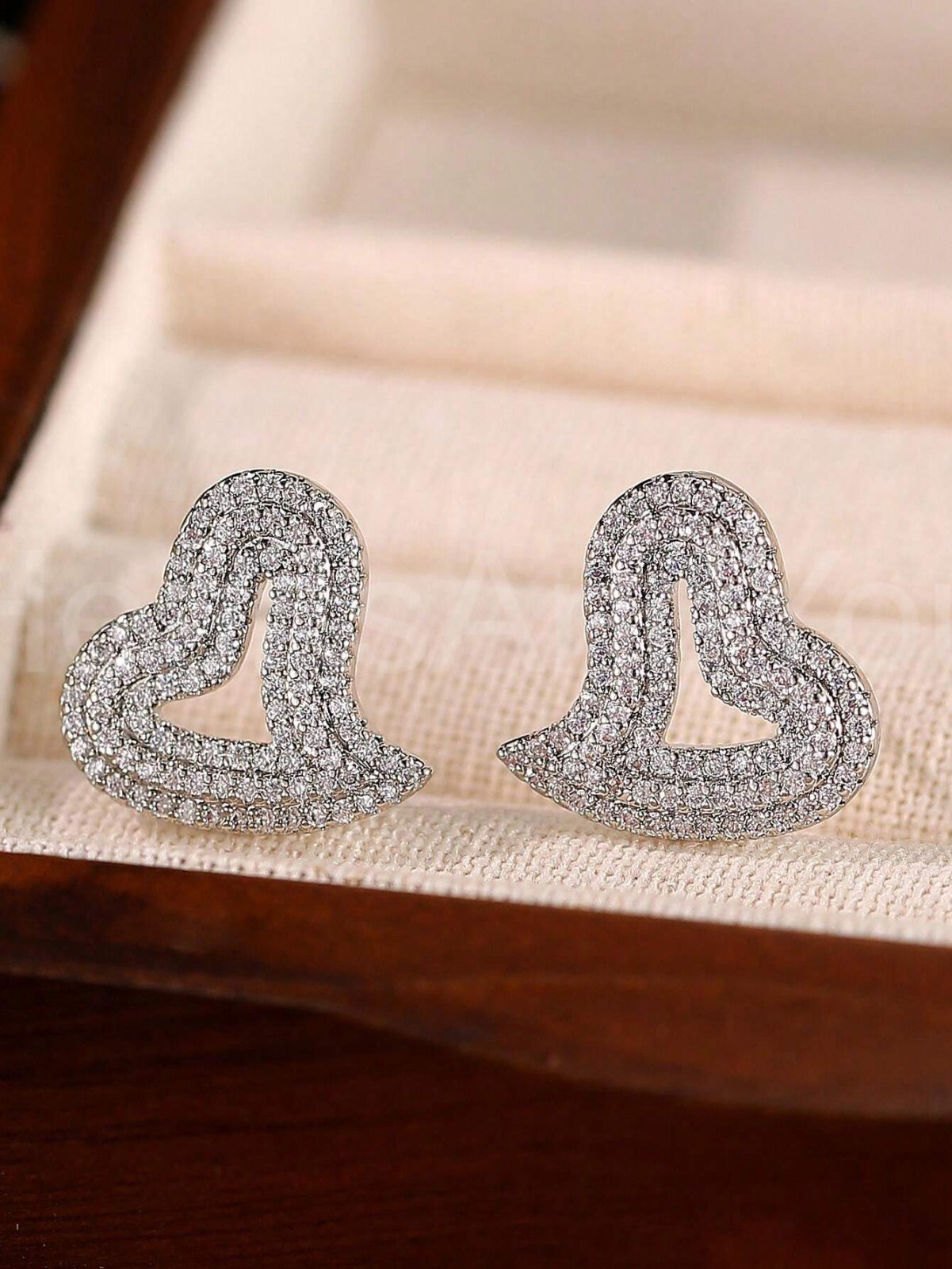 2ct Round Cut Moissanite Cluster Heart Valentine Stud Earrings White Gold Plated