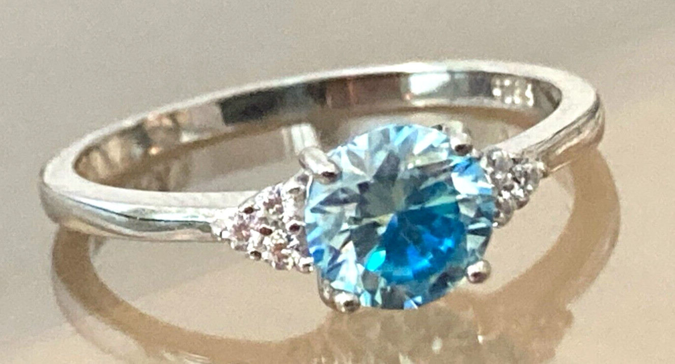 Moissanite Diamond Ring Blue, Red, Green, Gold.. 14k Gold or Rhodium Finish S925
