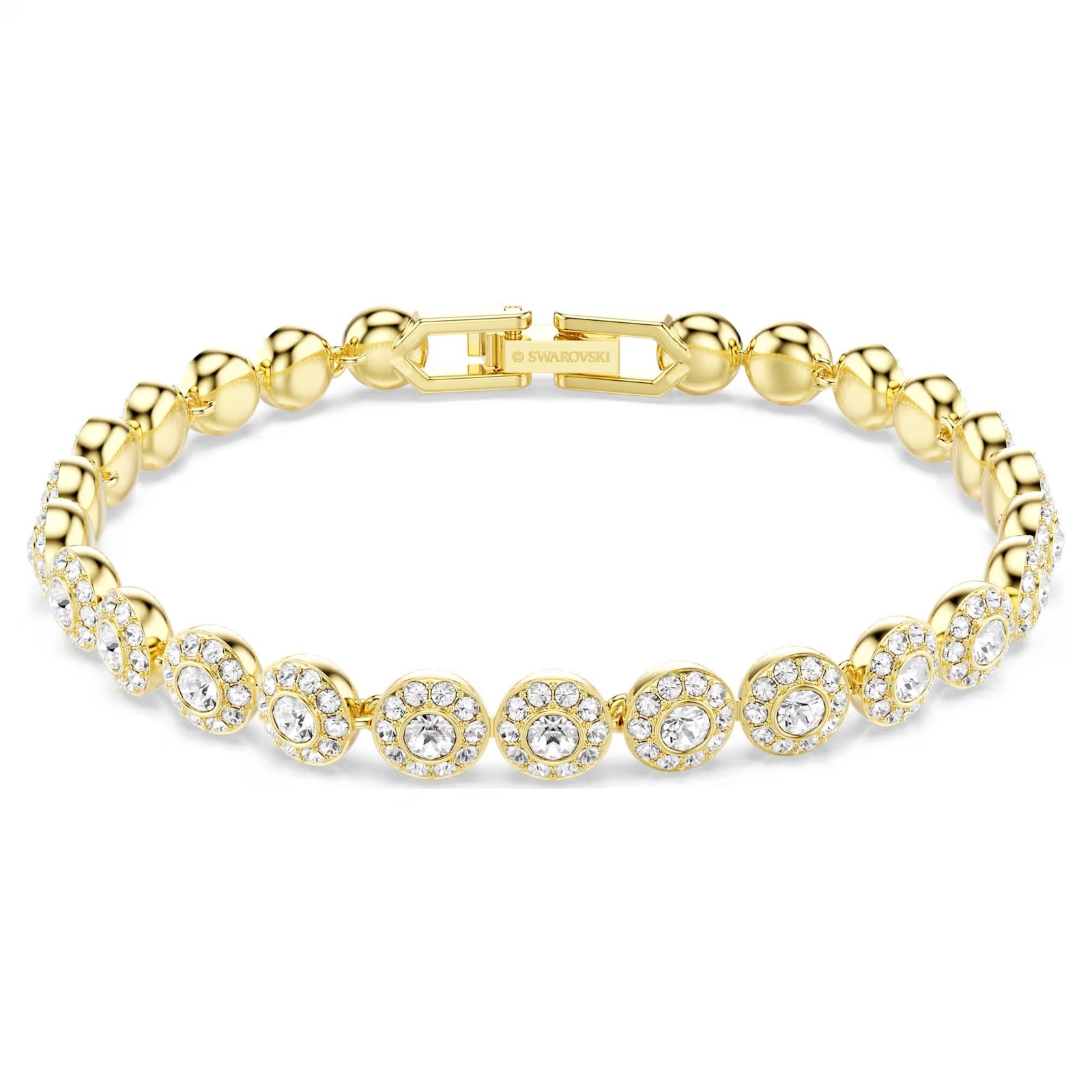 Swarovski Una Angelic Bracelet, Round Cut, White, Gold Tone 5749386 (Size S)