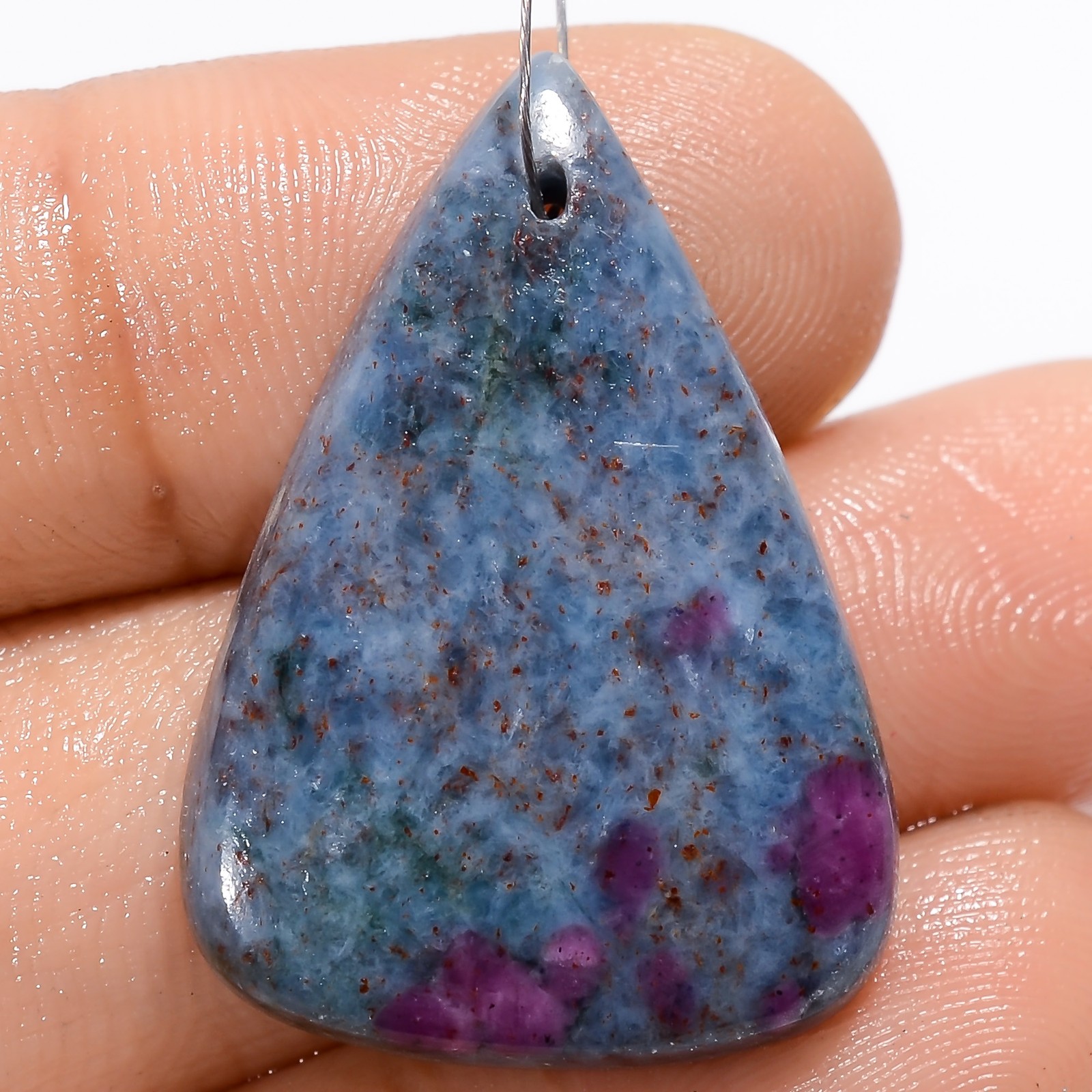 Natural Ruby Kyanite Pear Shape Cabochon Drilled Gemstone 33 Ct 29X20X5mm A30558
