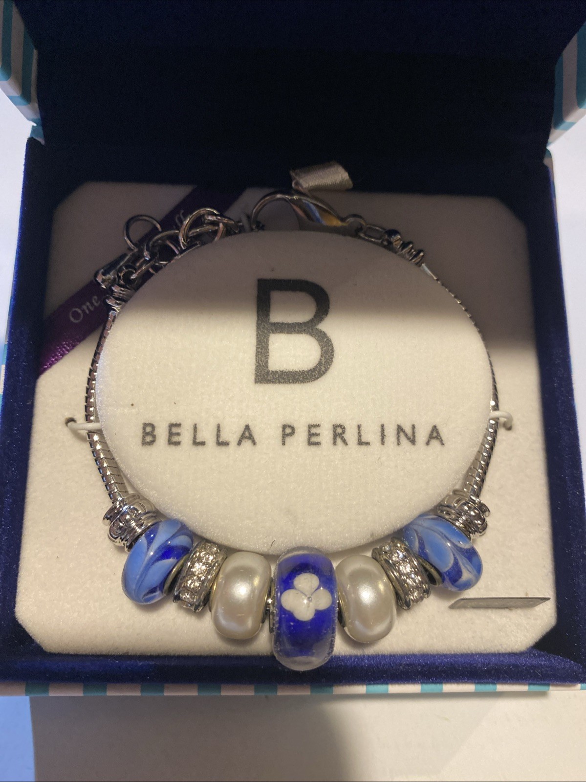 BELLA PERLINA Charm Bracelet Glass Beads Crystals