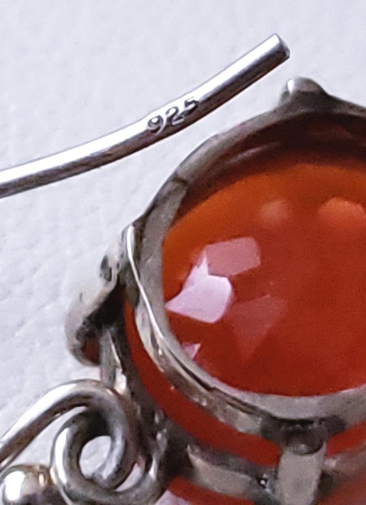 Vintage 925 Sterling Silver Carnelian Necklace / Earrings Set (13.5 grams)!