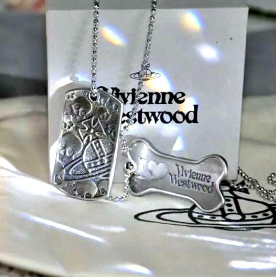 Dock Tag Plate Necklace Pendant 60cm Silver with drawstring