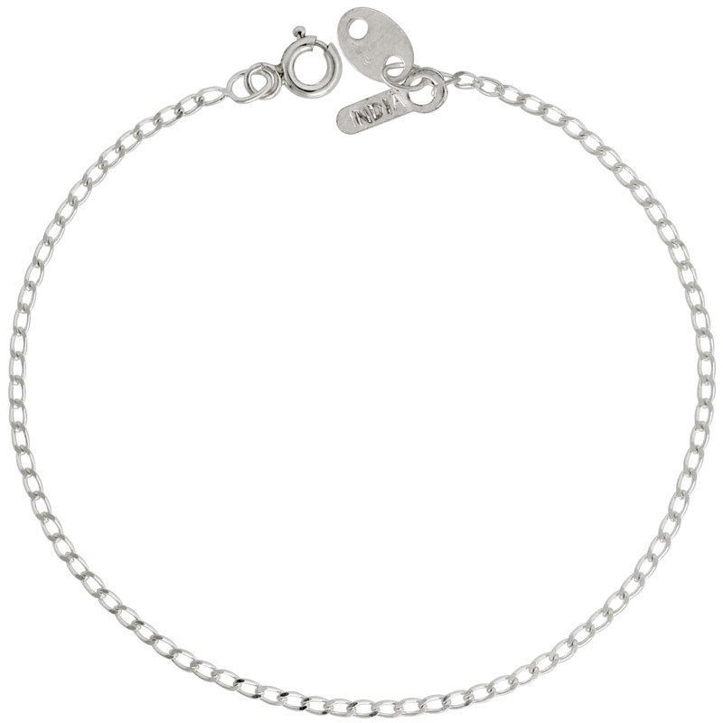 .925, Sterling Silver Long Curb Link Chain Necklace 1.5mm 16″,18″,20″,24″,30″