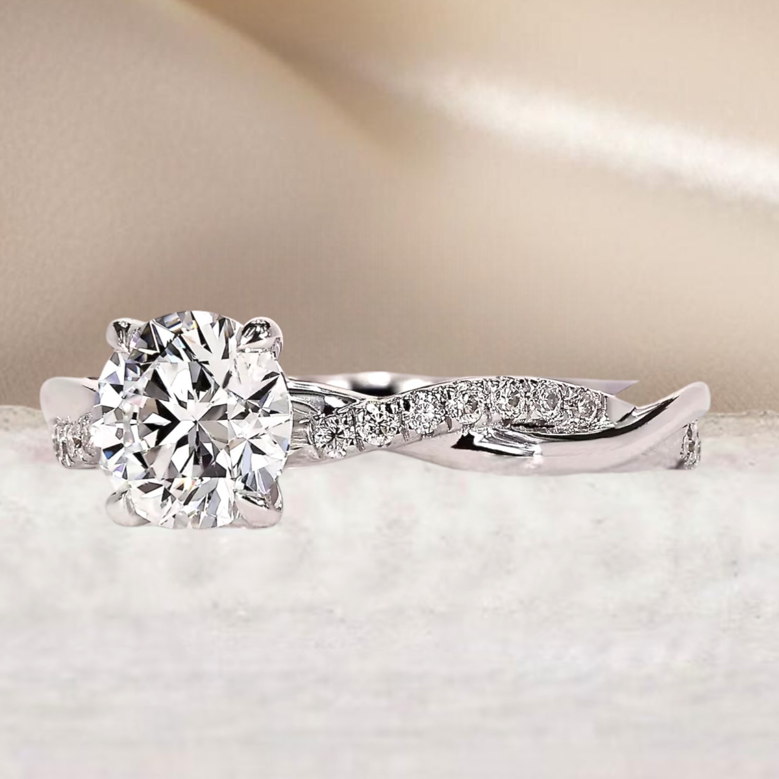 Round Cut 3.25 CT IGI Certified Lab Created Diamond Engagement Ring 950 Platinum