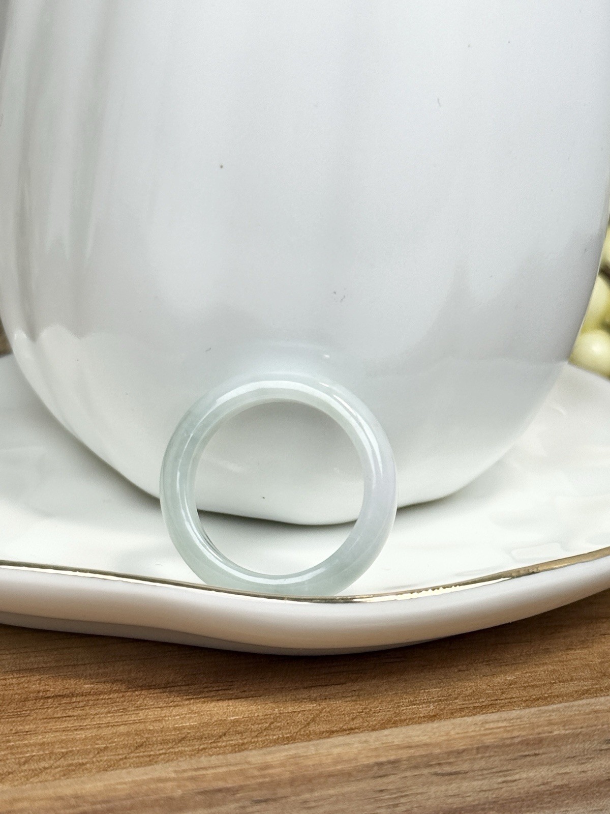 Jadeite Pale Green Ring Size: 7.5 Width: 5.7MM