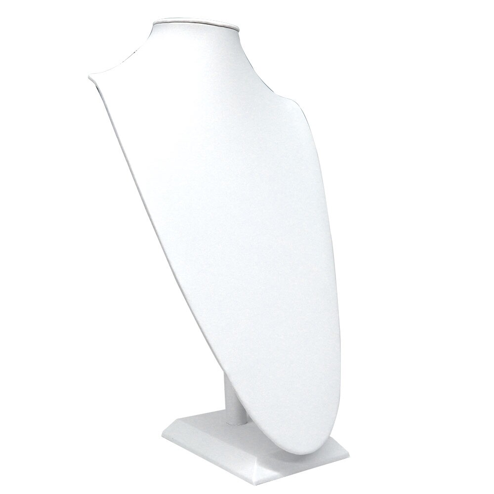 18″ Tall White Leatherette Jewelry Necklace Display Stand Bust Organizer Holder