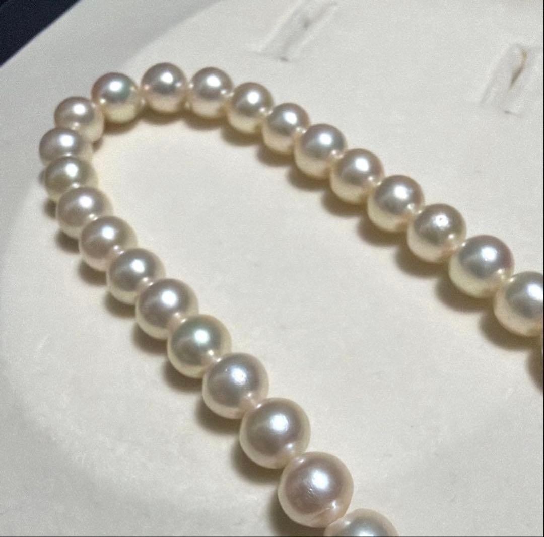 TASAKI AKOYA PEARL NECKLACE 7.0-7.5MM WHITE SILVER CLASP FROM JAPAN
