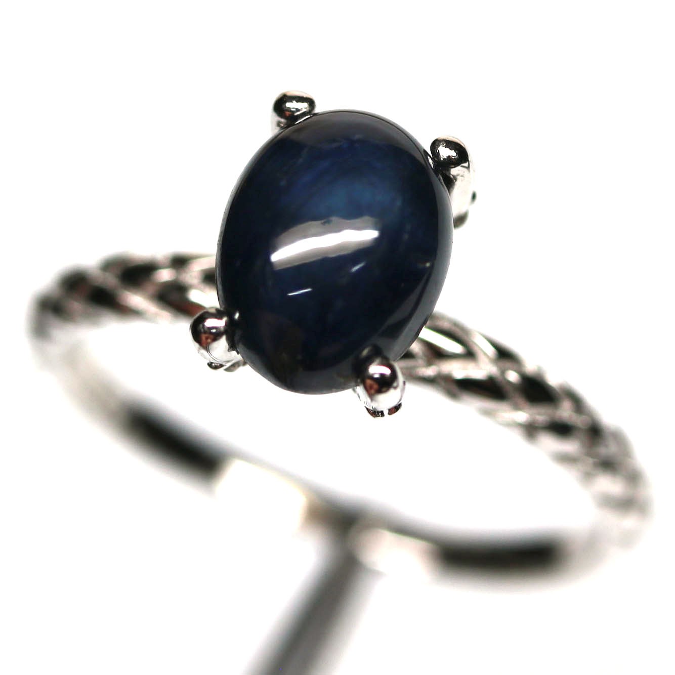Natural Blue 6Rays Star Sapphire Ring Size 8 925 Sterling Silver Handmade