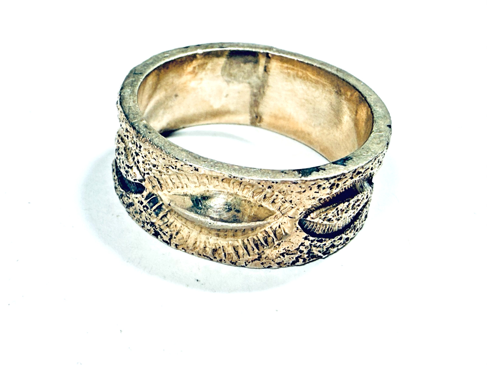 Vintage Navajo Wilford Henry? Sterling Silver Sandcast Ring Sz 11.5 11g Marked