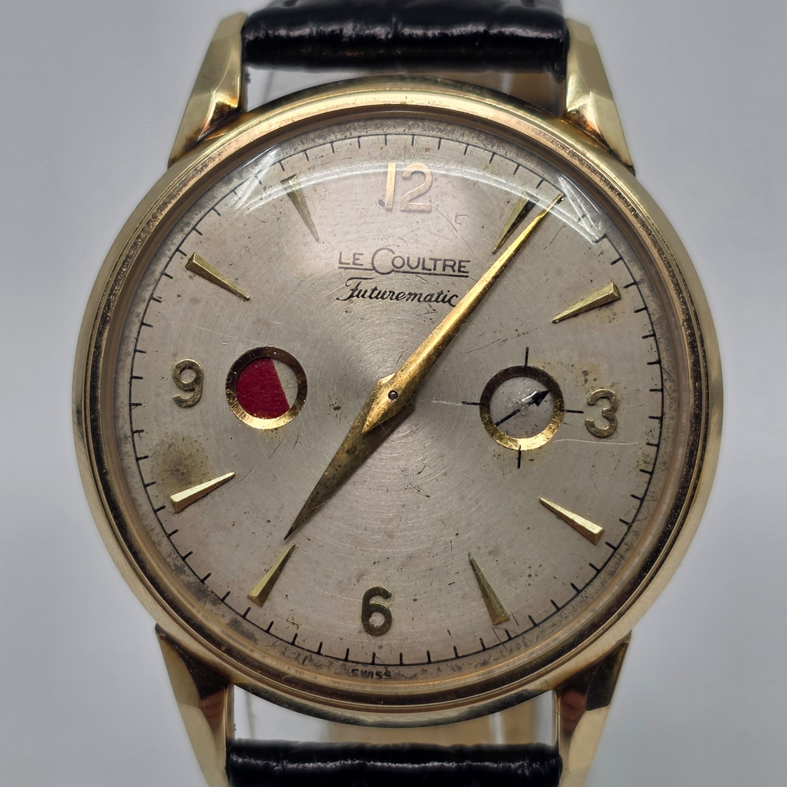 RARE Le Coultre Futurematic Porthole Bumper Automatic Power Reserve Watch