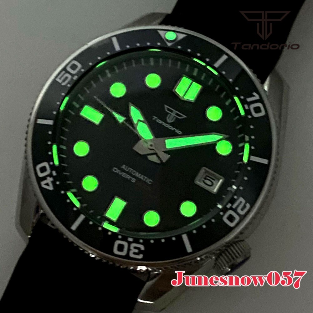 Tandorio 43MM SBDX001 Watch Japan NH35 Men Black Sterile Dial Chapter Ring 20ATM