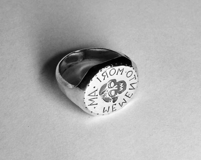 17th Century Replica Sterling Silver Memento Mori Ring