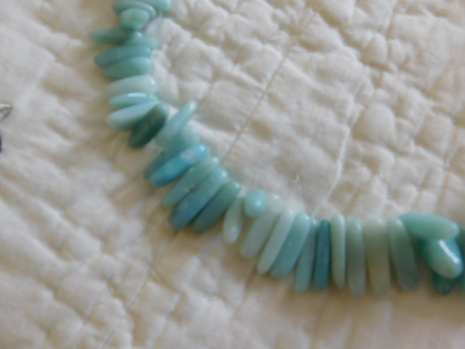 Chunky Boho Blue Teal Pointed Stone Bib Necklace 17” & 2″ Extender 87g