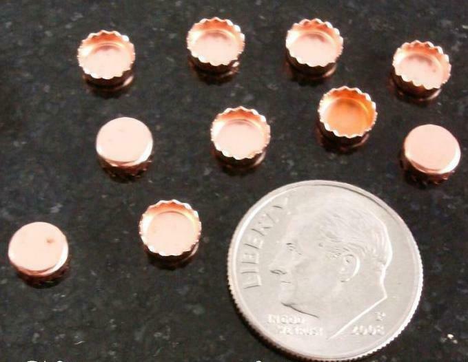 Bezel cups copper 5mm round machine made serrated edge 10 bezel cups BC023