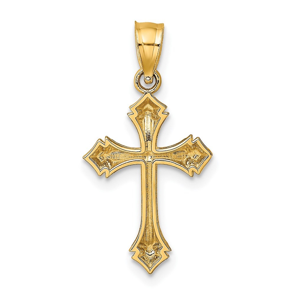 14k Yellow Gold Textured with Arrow Ends Cross Charm Pendant 0.63gm L-0.89 in