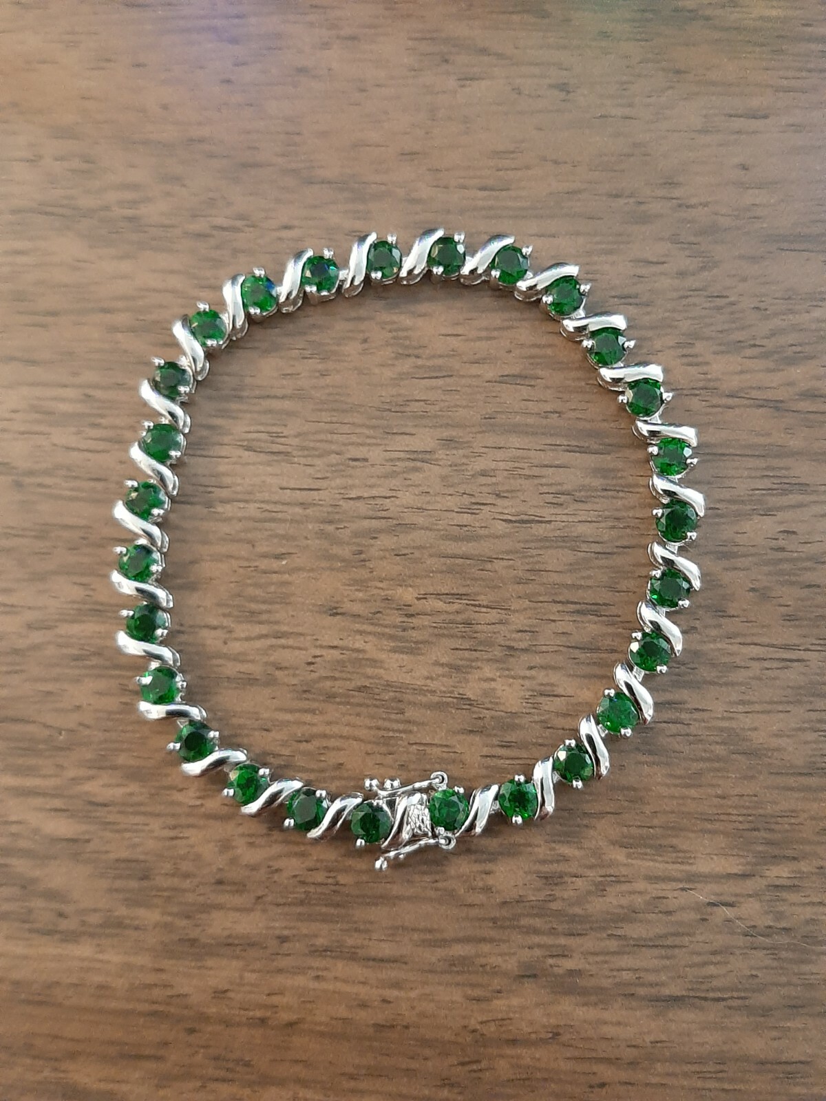 6.75 Ctw CHROME DIOPSIDE BRACELET 925 silver tennis-jewelry 13gr. 7.25 in. NWOT