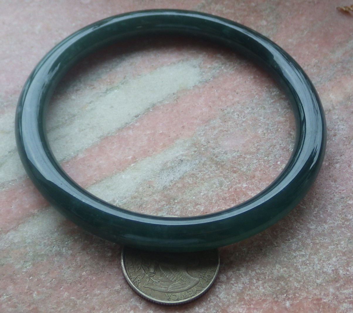 Video Certified Green A JADE Jadeite Circle Bangle Bracelet 69mm 手镯 734638 AS