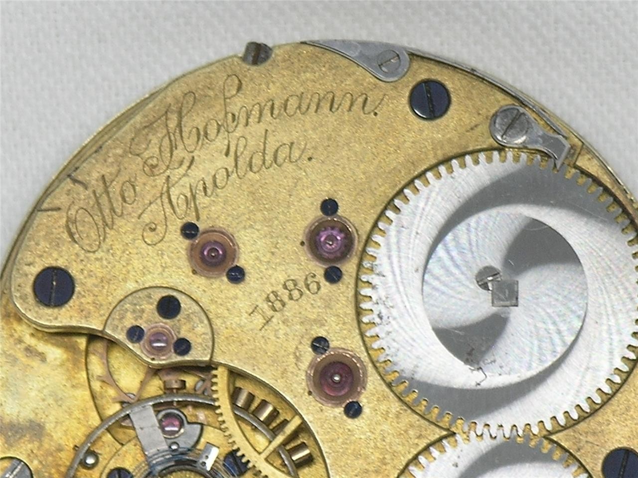 EXTREMELY RARE 46MM LANGE EMPLOYEE APOLDA OPEN FACE POCKET WATCH MOVEMENT & DIAL
