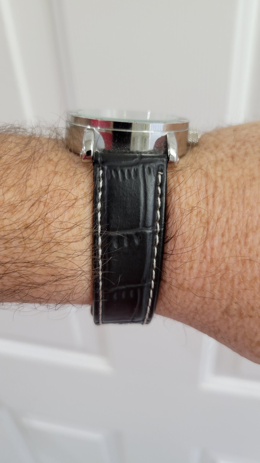 Mens Watch Mechanical Waterproof Luxury Watch Croco Leather Band Hollow Skeleto