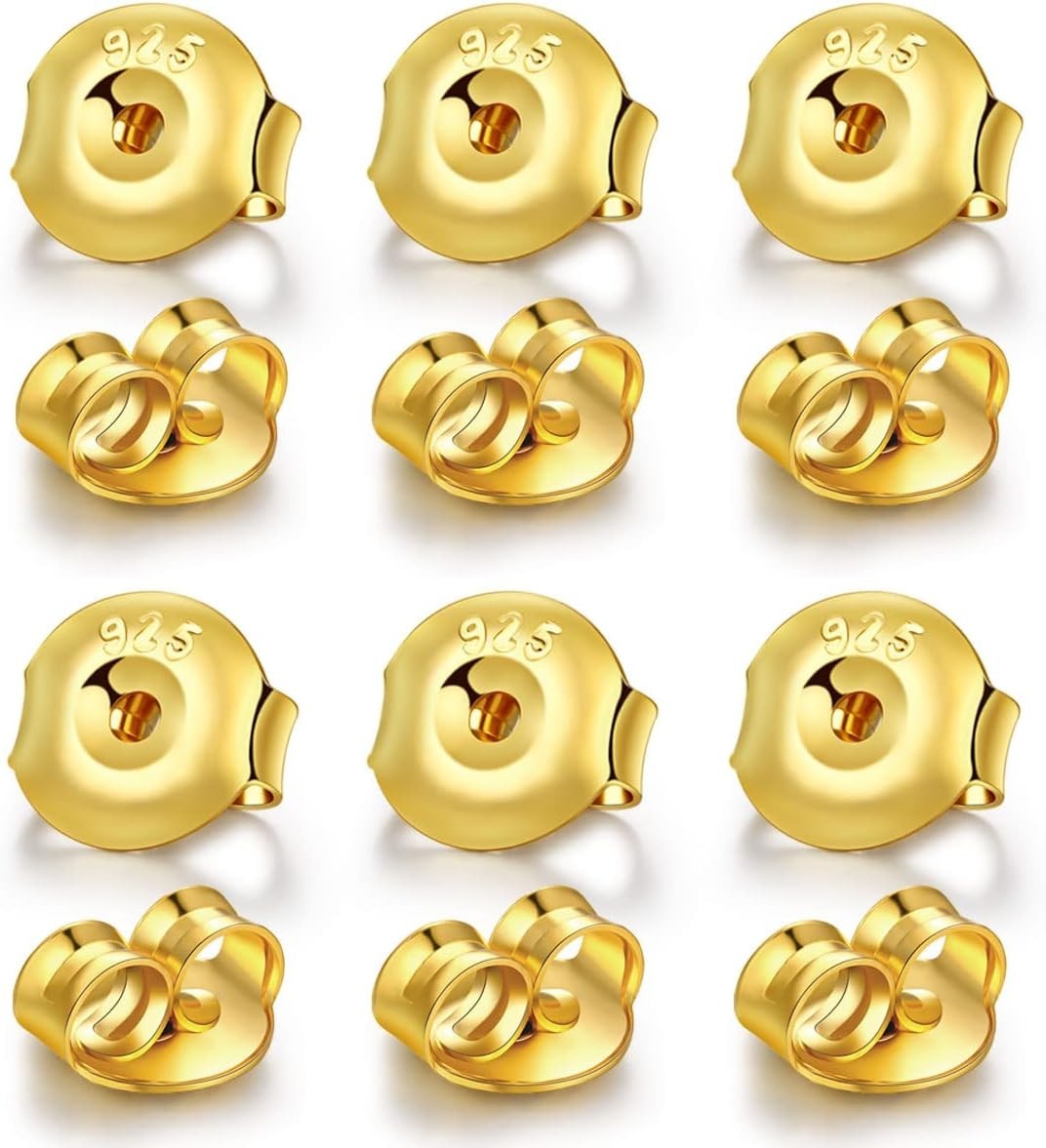 14k Gold Replacement 6 Pair Screw Back for Stud Earrings Top Quality Backs