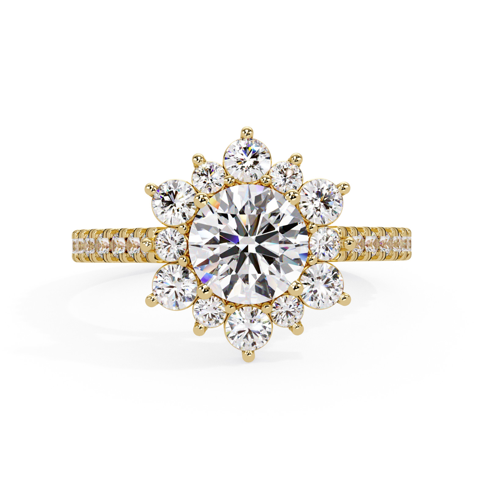 Round Cut Halo Lab Grown Diamond 1.75 CTW Cluster Set Ring 925 Silver DEF VVS VS