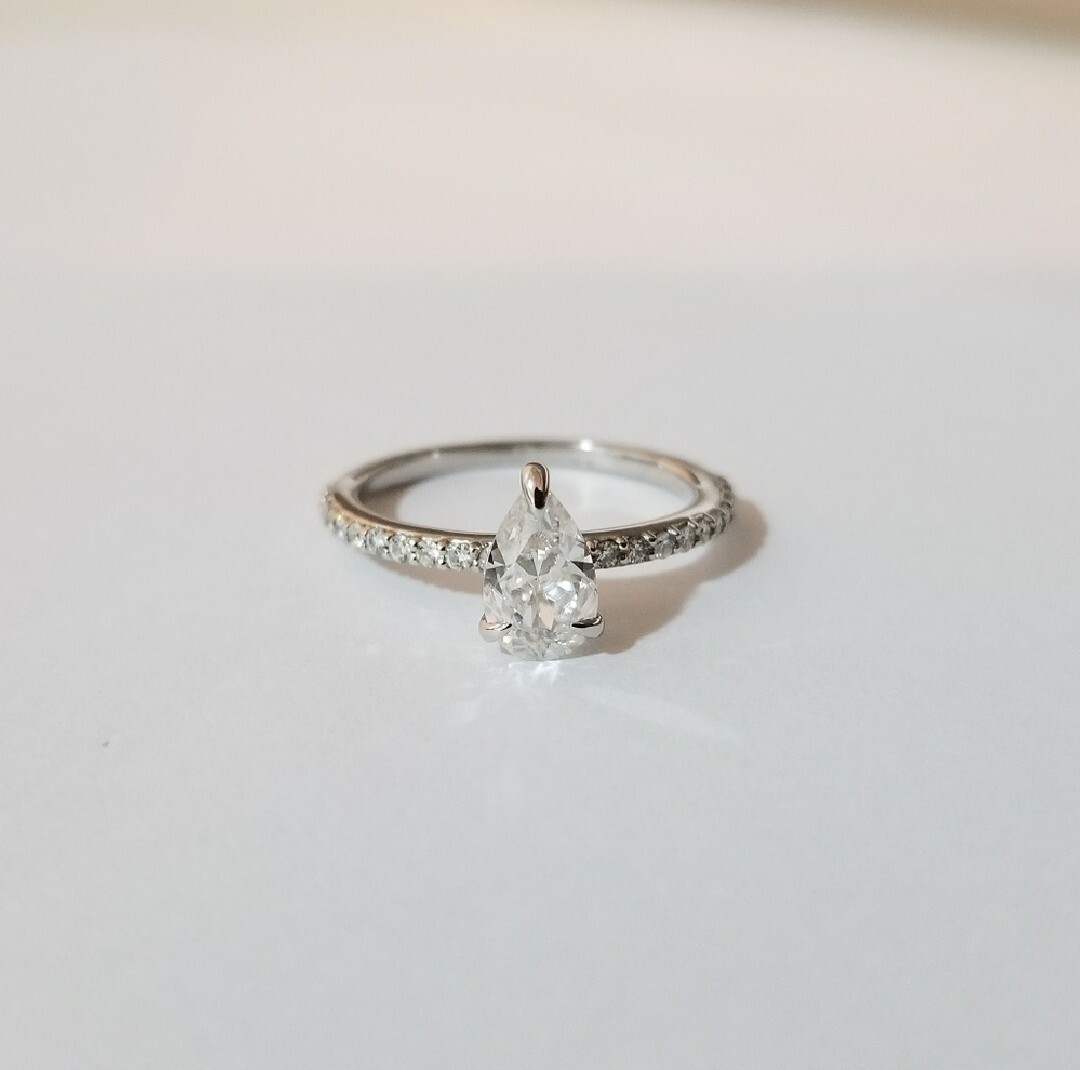 1.50 CARAT FOREVER ONE MOISSANITE PEAR SHAPE CHARLES & COLVARD RING