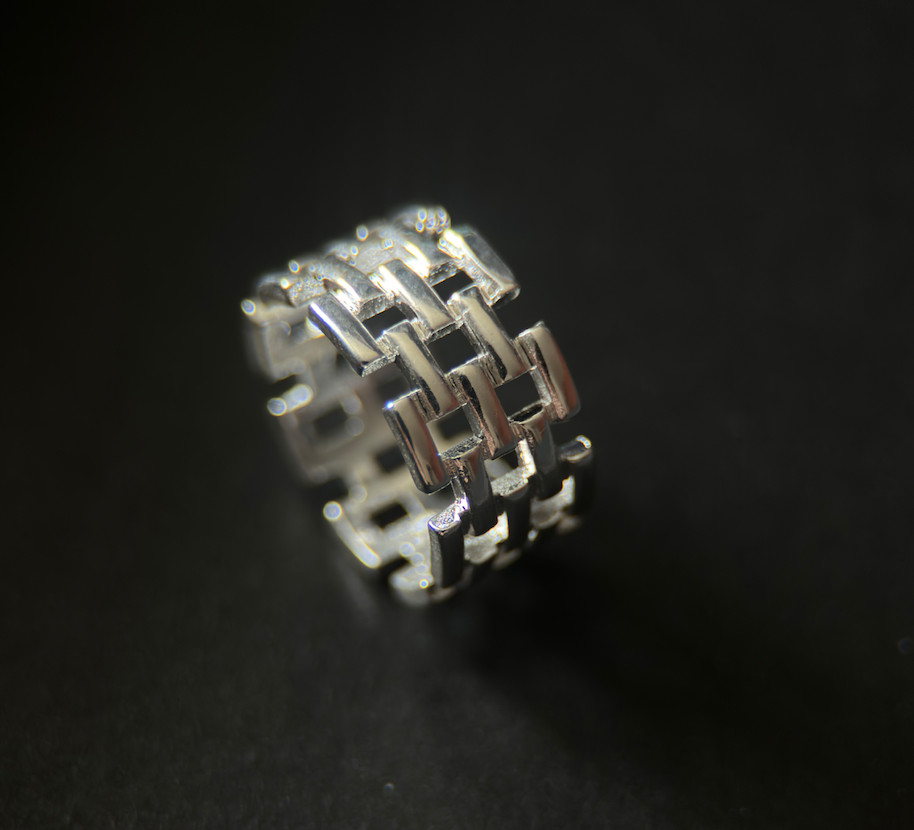 Sterling Silver Ring, 10mm Wide Band, Size 7 – Link Modern Geometric Design