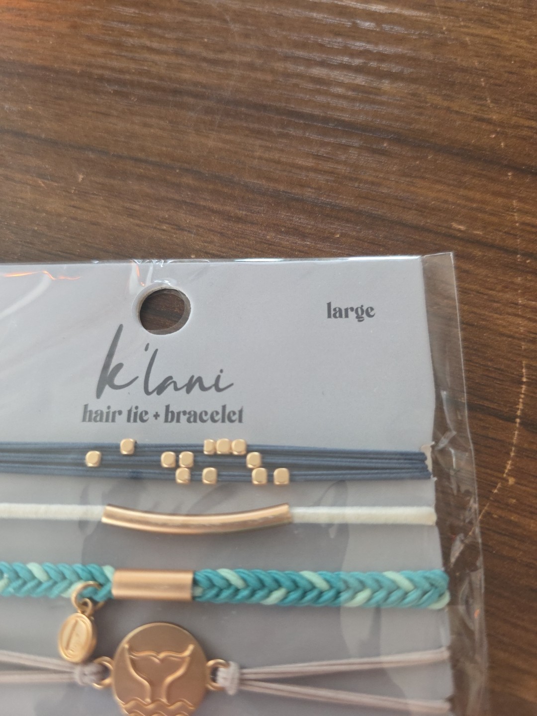 Klani “Focus” Hair Tie + Bracelet Set, Small, Multicolor Braided Beaded Charm