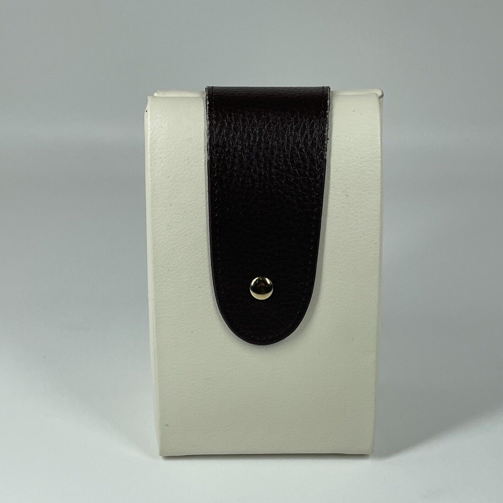 EUC BEY-BERK “Madeline” Ivory & Brown Leather Suede Folding Travel Jewelry Case