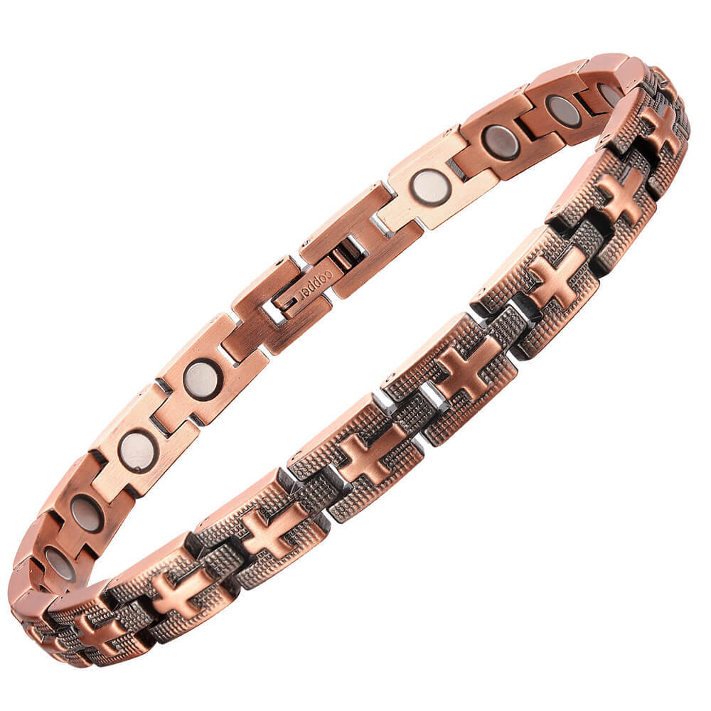 Cross Pure Copper Magnetic Bracelet Women men Arthritis Pain Balance Energy Joy