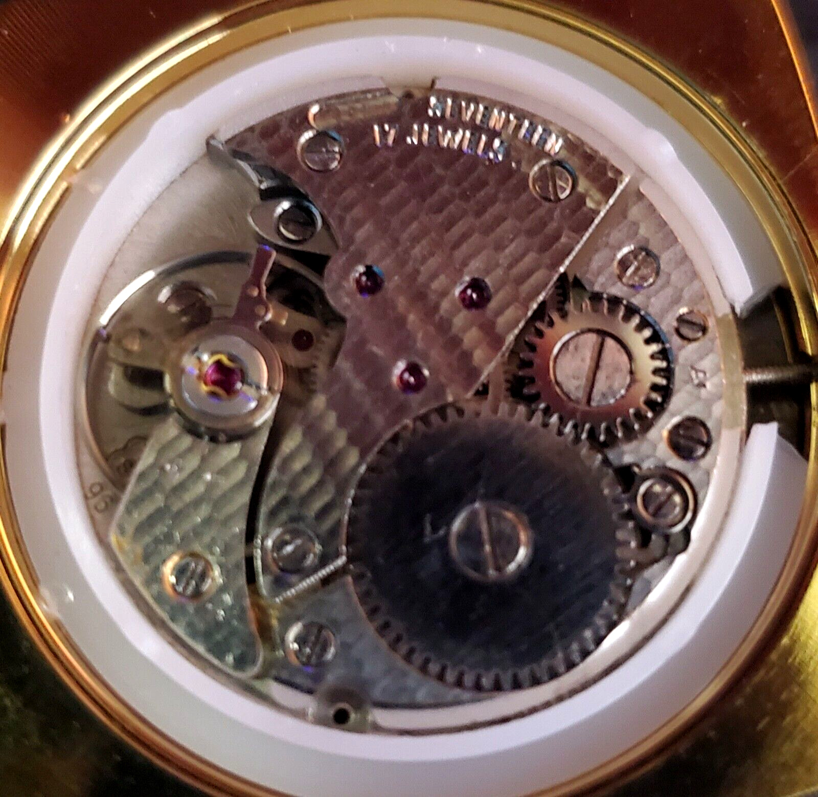 RARE Roamer Brevete Swiss Mens Manual Watch Red Teaked Dial