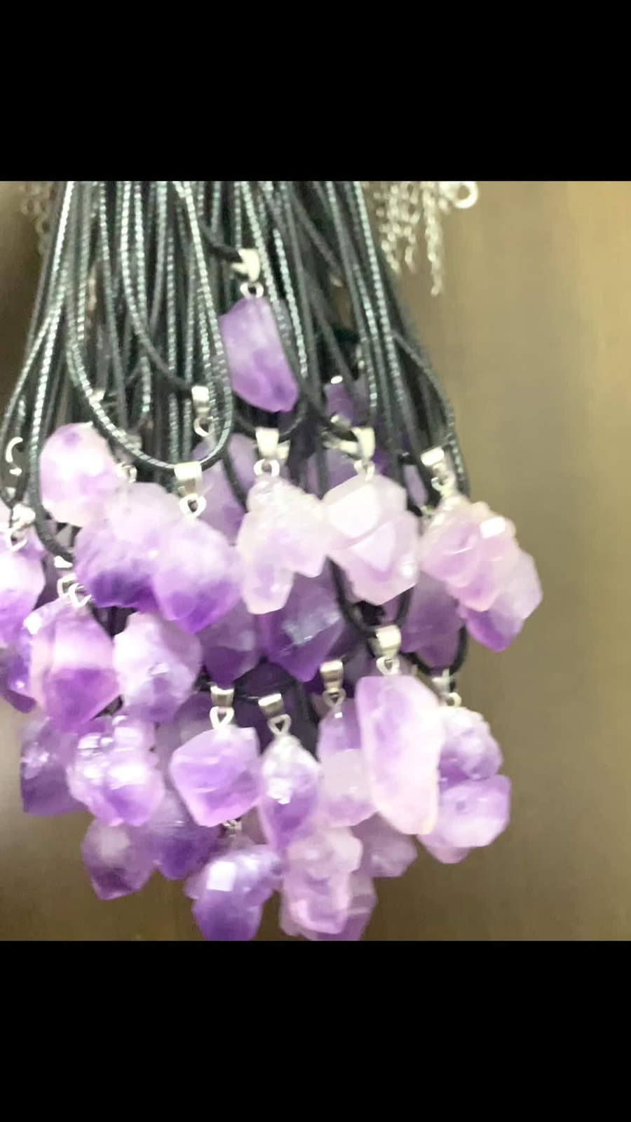 Bulk Lot 24pcs Natural Amethyst Pendant Necklace Women Raw Purple Crystal Charms