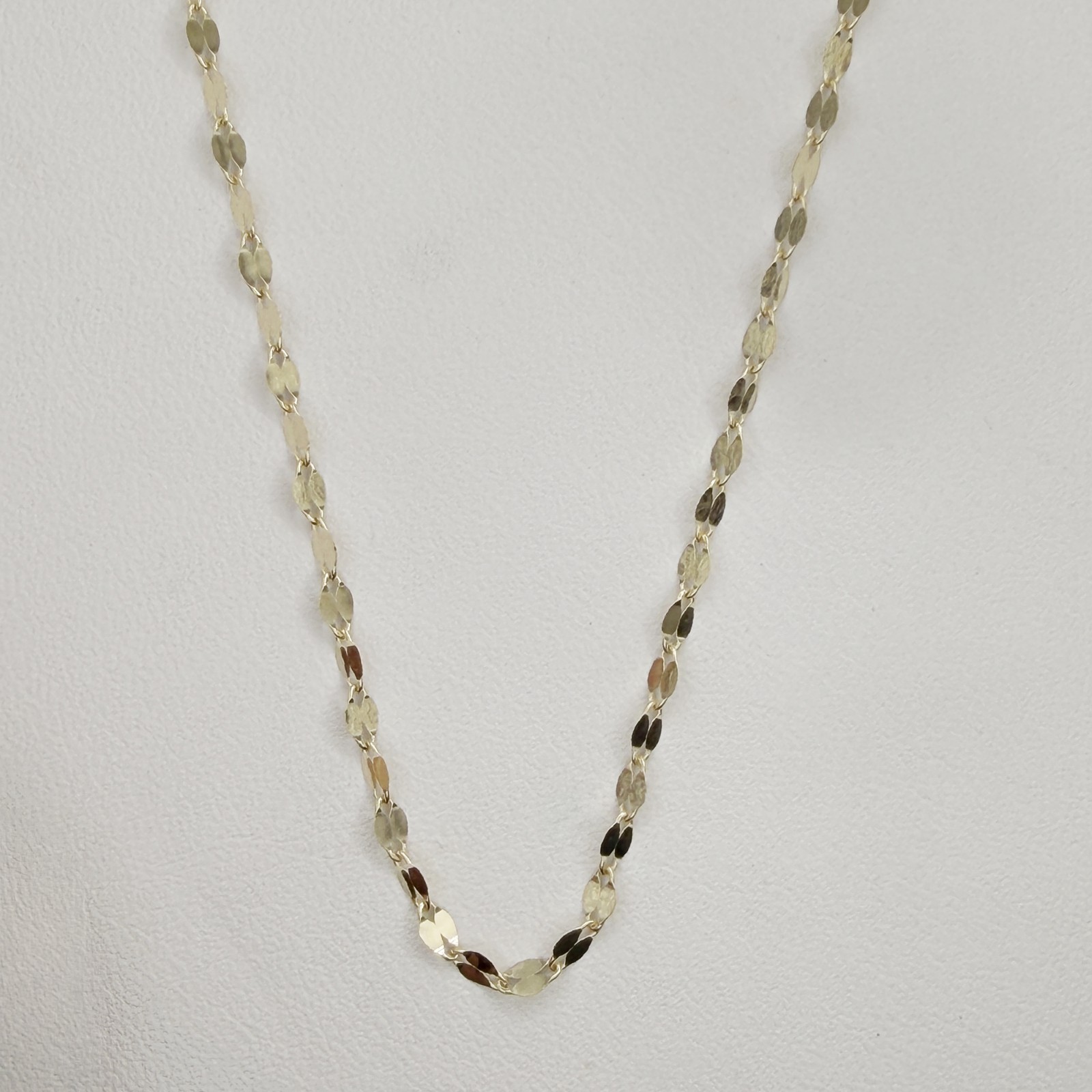 10k Yellow Gold Petal Chain Dainty Mirror Link Necklace 2mm 14 to 20 Inches