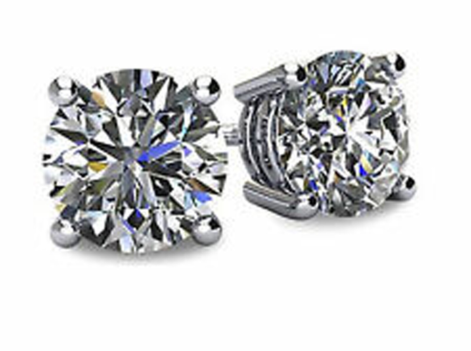 3CT ROUND BRILLIANT CUT STUD EARRINGS 14K WHITE GOLD