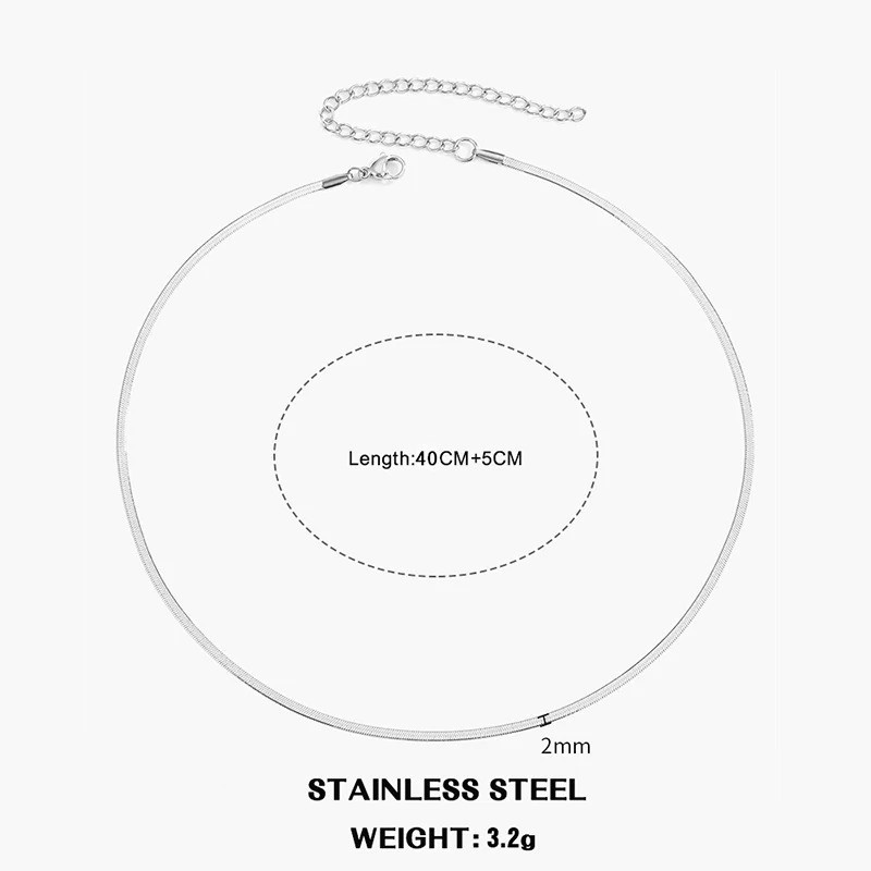 Stainless Steel Hot Classic Flat Snake Chain Choker Necklace For Women Fashion