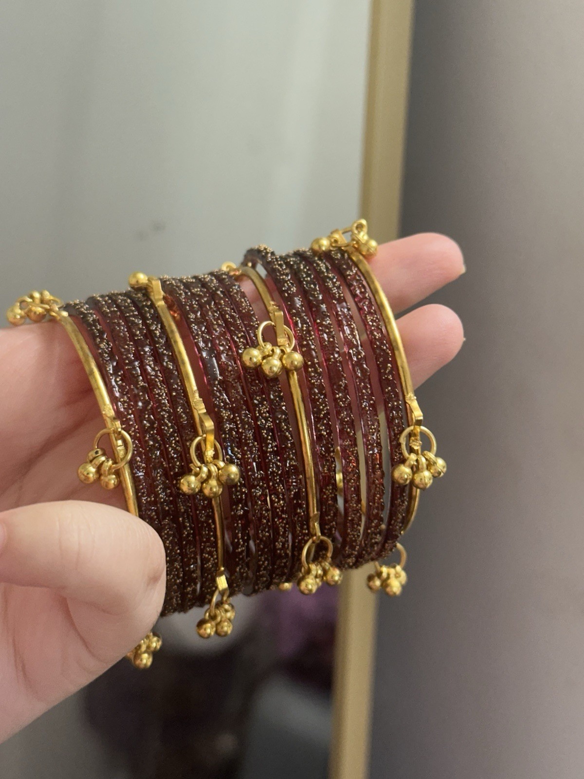 gold & silver Kashmiri Bangles with Diff Color Of Glass bangles