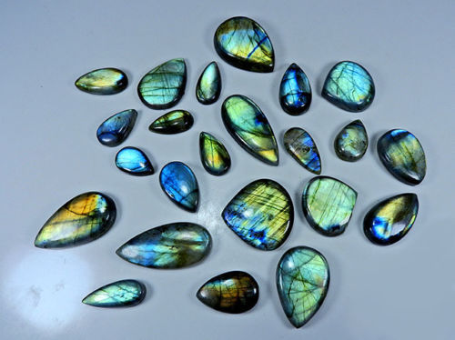NATURAL MULTI FLASH LABRADORITE PEAR SHAPE CABOCHON LOOSE GEMSTONE WHOLESALE LOT